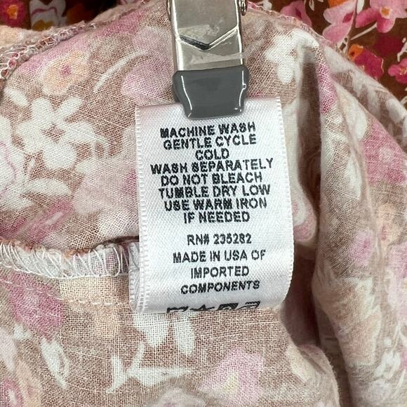 LACAUSA Berkeley Ruffle Midi Dress Womens XS Burnt Orange Floral Balloon Sleeves - Picture 14 of 16